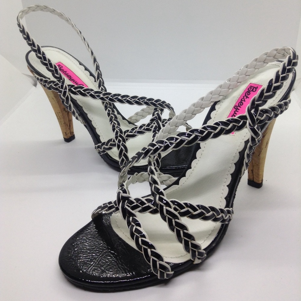 New Betsey Johnson cork heels woven sandals size 8